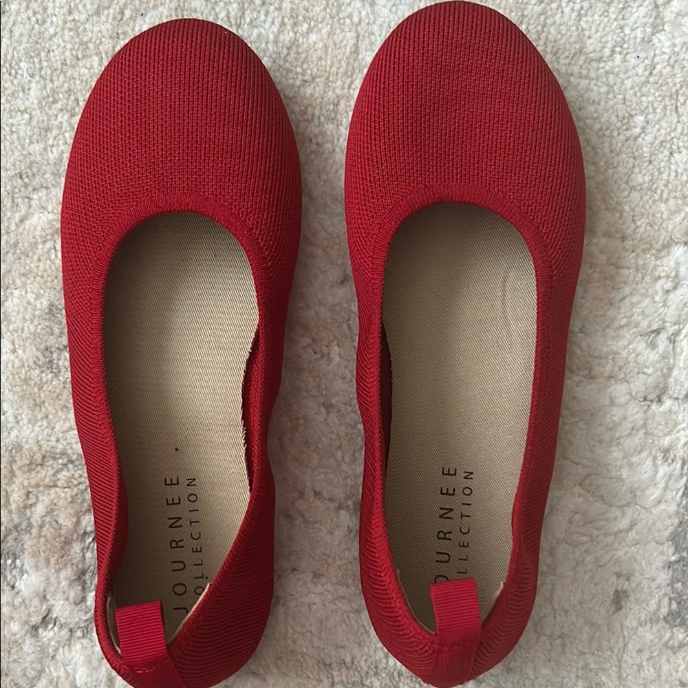 Journee Collection Red Flats Comfortable and Stylish